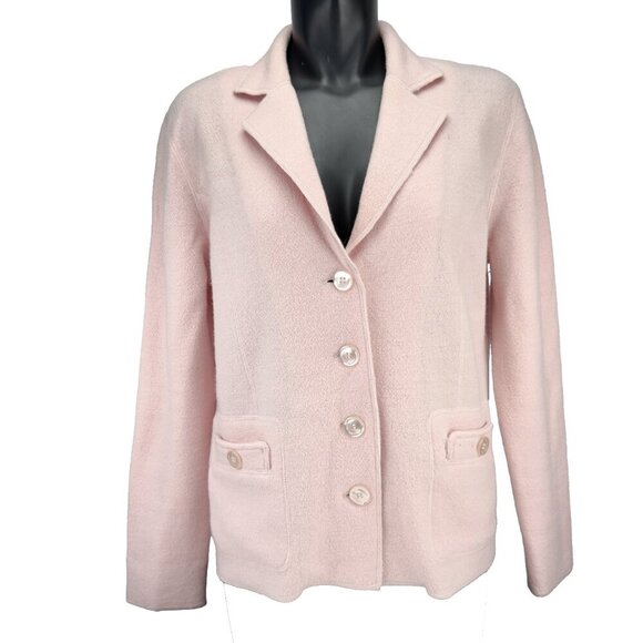 STEPHANIE PHILLIPS Lazy Luxury 100% Merino Wool Soft Pink Boxy Cardigan sz 8 - Picture 2 of 11